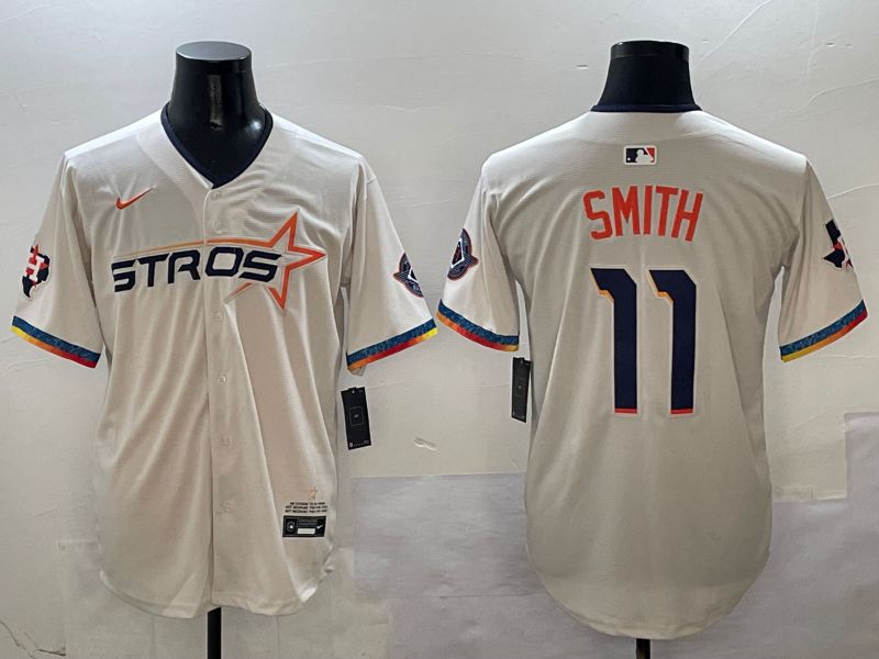 Men Houston Astros #11 Smith Cream Fourth generation Joint Name 2025 Nike MLB Jersey style 415